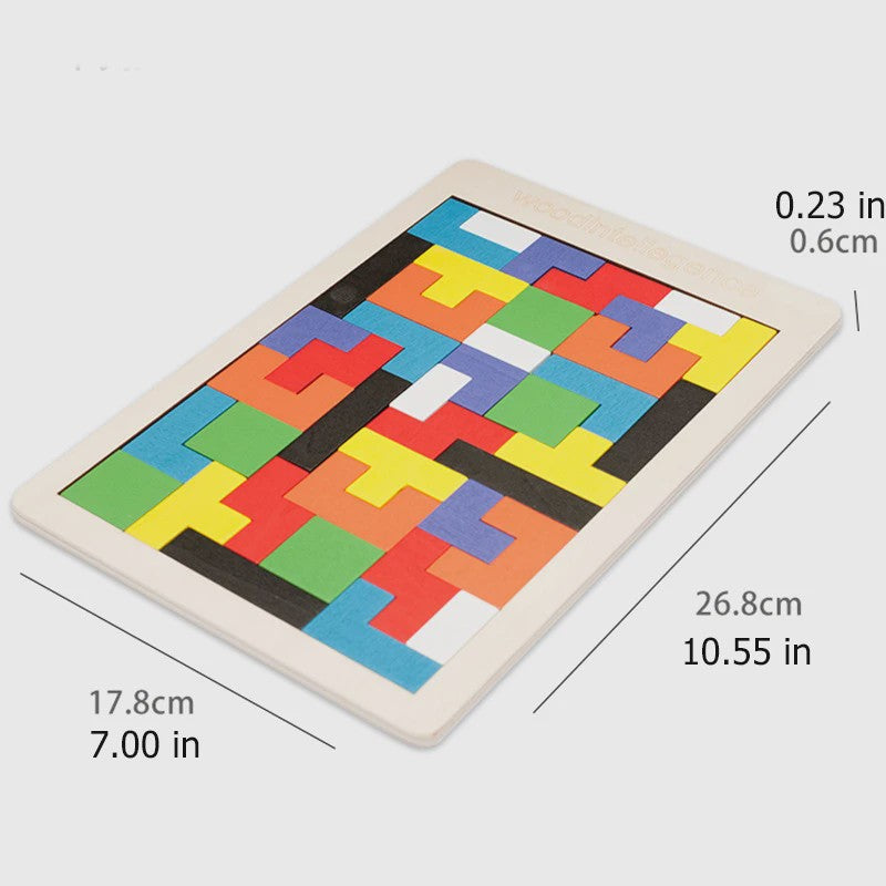 Houten Tangram Puzzel voor Kinderen - Kleurrijk Montessori Leerspel