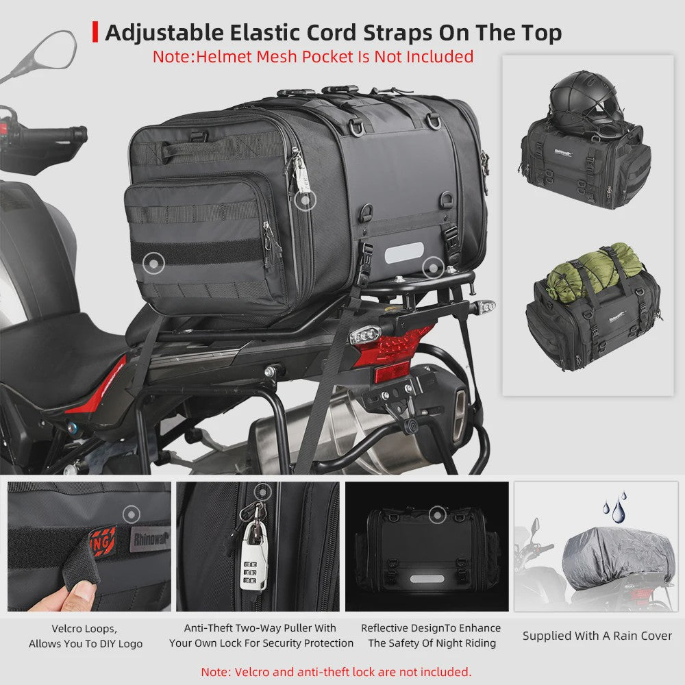 Rhinowalk Motor Bagage Tas - Waterdicht & Uitbreidbaar (19L-80L)