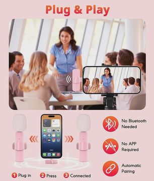 Draadloze Lavalier Microfoon - Mini Clip-on met Ruisonderdrukking voor iPhone, iPad & Android