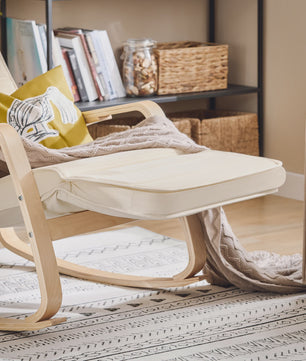 Luxe Schommelstoel Beige met Verstelbare Voetensteun & Draaifunctie | Comfortabel Relaxen