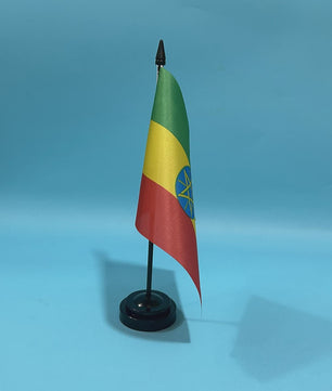 Bureauvlag Ethiopië 14x21cm Polyester - Officiële Nationale Vlag voor Tafel en Bureau