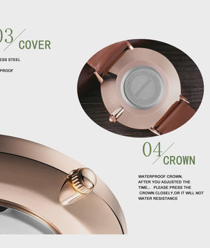 Hannah Martin Herenhorloge - Japan Quartz, Waterdicht, Bruin Leer & Zilverkleurig