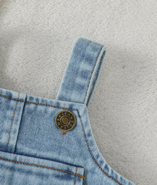 Schattige Baby Kleding Set: Longsleeve Top & Denim Tuinbroek met 'I Love Mama' Print