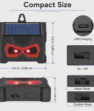 Solar Dier Afweerder met Ultrasone Geluid & LED Licht - Verjaagt Ongedierte uit Tuin & Huis