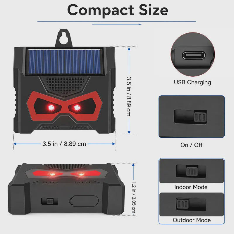 Solar Dier Afweerder met Ultrasone Geluid & LED Licht - Verjaagt Ongedierte uit Tuin & Huis