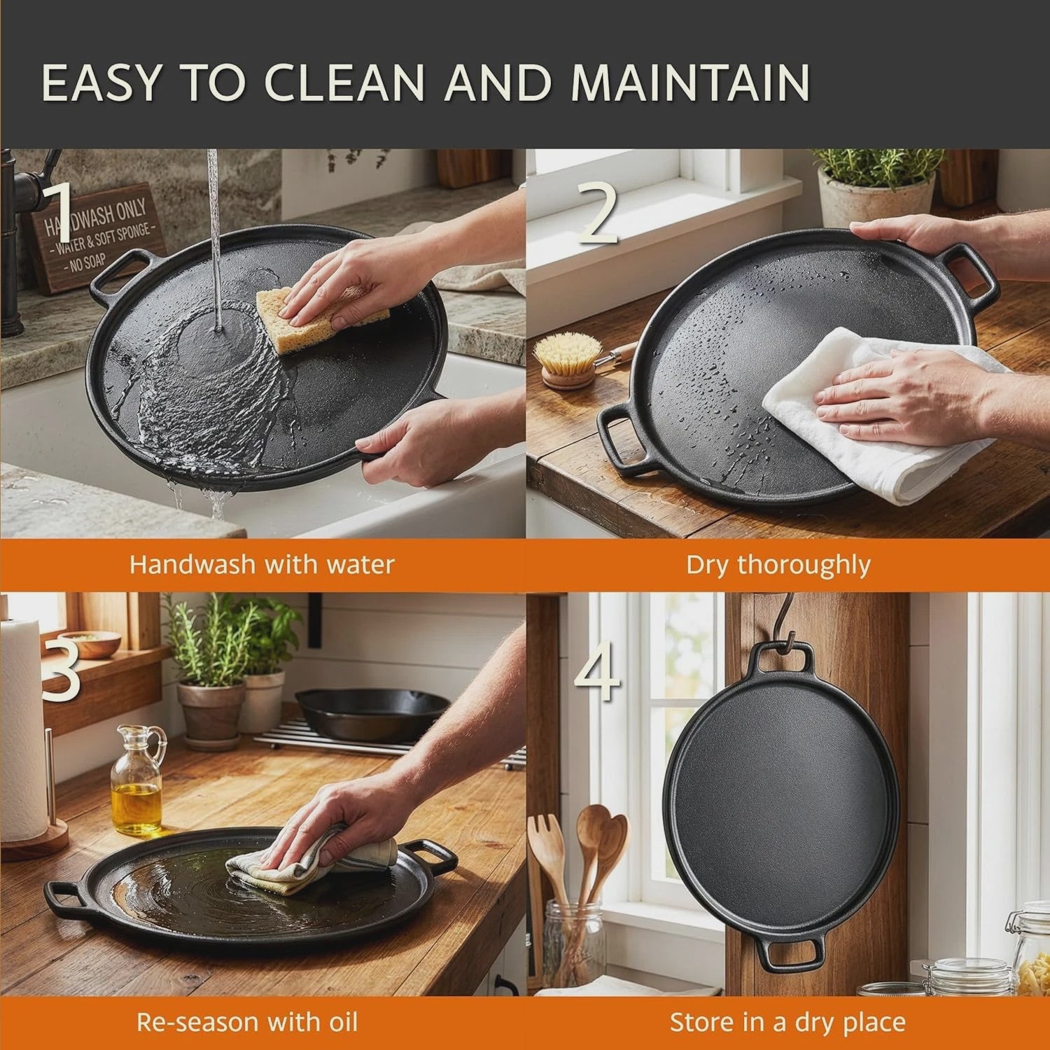 Gietijzeren Koekenpan - Anti-aanbak Pizza, Pannenkoek & Steak Pan