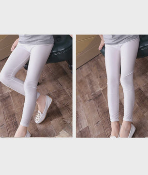2-14 Years Girls Skinny Long Pants Shiny Black White Pink Children Bottoms Leggings Kids Elastic Trousers All-matches Leggings