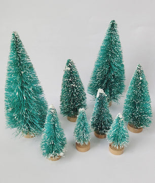 Set van 5 of 8 Mini Kerstboompjes - Tafeldecoratie met Houten Voet