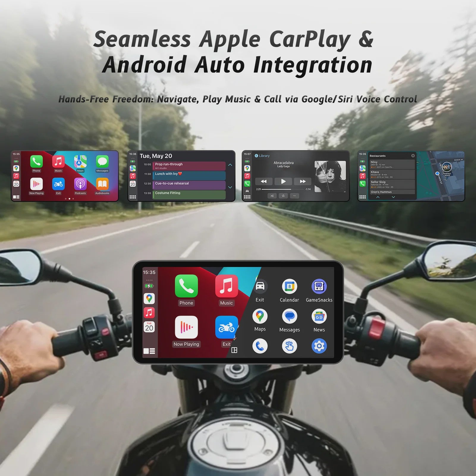 6-Inch Motorfiets Smart Display met Draadloze CarPlay & Android Auto