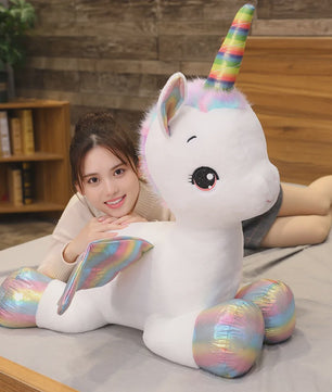 Knuffel Unicorn Regenboog Pluche Speelgoed - Zacht Kussen voor Kinderen & Decoratie