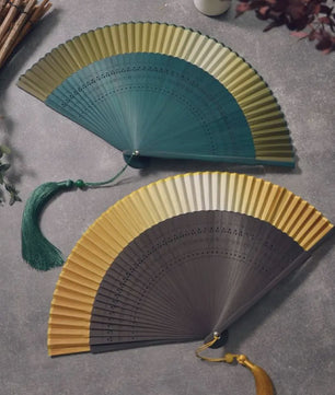 Luxe Bamboe Vouwventilator met Gradatiekleur & Kwastje - Retro Stijl