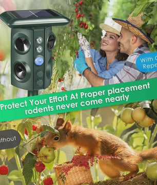 Solar Ongedierteverjager met Ultrasoon Geluid, LED Licht & Vibratie - Tuin & Gazon