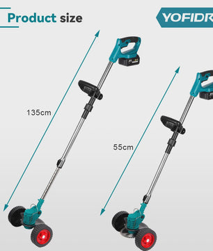 YOFIDRA Accu Grasmaaier & Trimmer - 100-135cm Verstelbaar - Makita 21V Batterij Compatibel