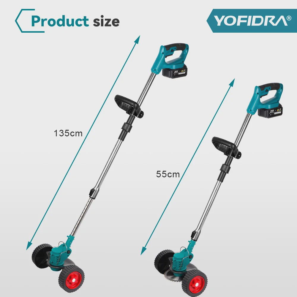 YOFIDRA Accu Grasmaaier & Trimmer - 100-135cm Verstelbaar - Makita 21V Batterij Compatibel