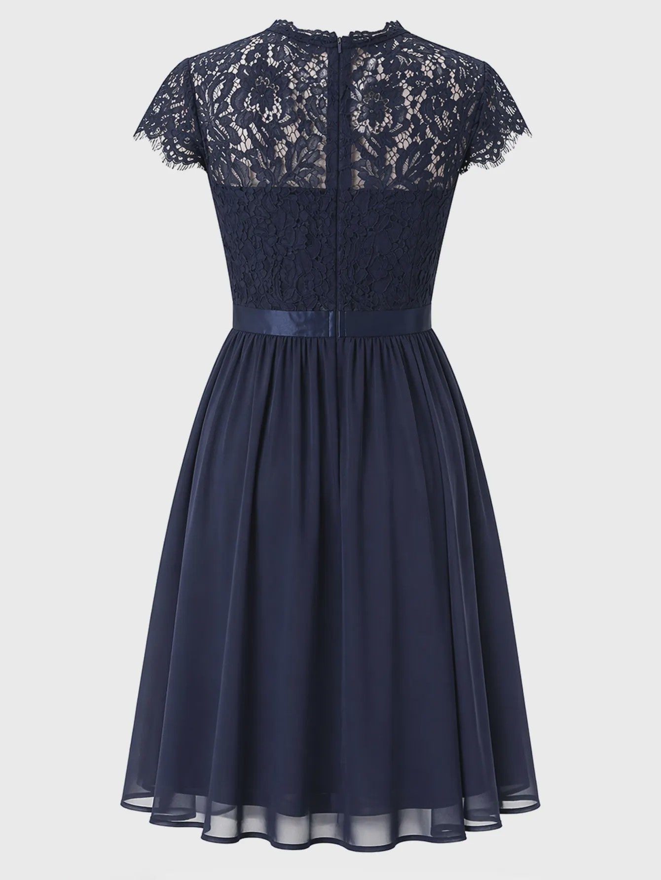Elegante Zomer Midi Jurk met Korte Mouwen, Kant en A-lijn - Perfect voor Feestjes en Bruiloften