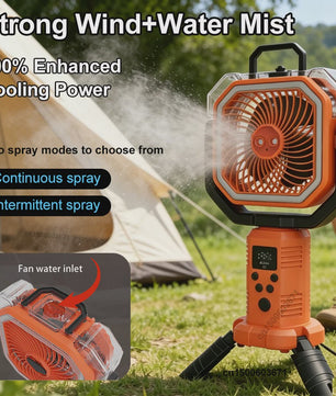 Draagbare Camping Ventilator met Vernevelaar, 20000mAh, Afstandsbediening & LED Licht