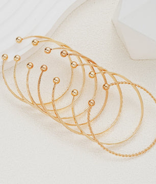 Set van 7 Gouden Punk Armbanden voor Dames - Streetwear & Goth Stijl
