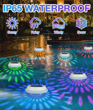 1-2Pack Solar Floating Pool Lighting, RGB Colour Changing Waterproof Pond Lights for Decoration of Swimming Pools, Yard Roads