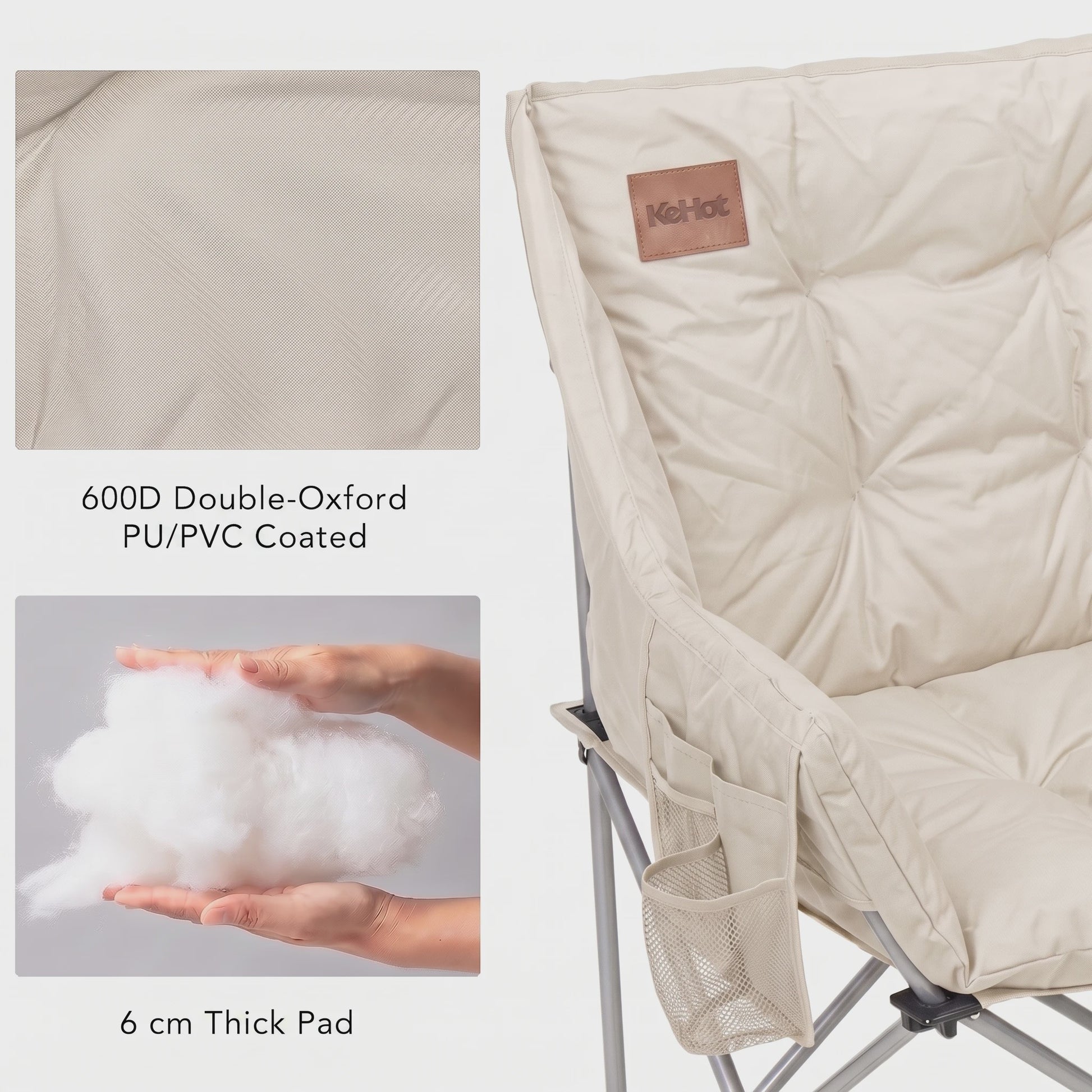 Dubbele Camping Sofa Stoel - Opvouwbaar 2 Persoons Outdoor Loveseat met Dikke Vulling & Stevig Frame