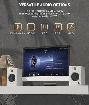 OHAYO C6 Actieve Boekenplank Speakers: 60W, Bluetooth 5.3, Glasvezel Unit, Multi-Input (USB/RCA/AUX) voor PC Gaming