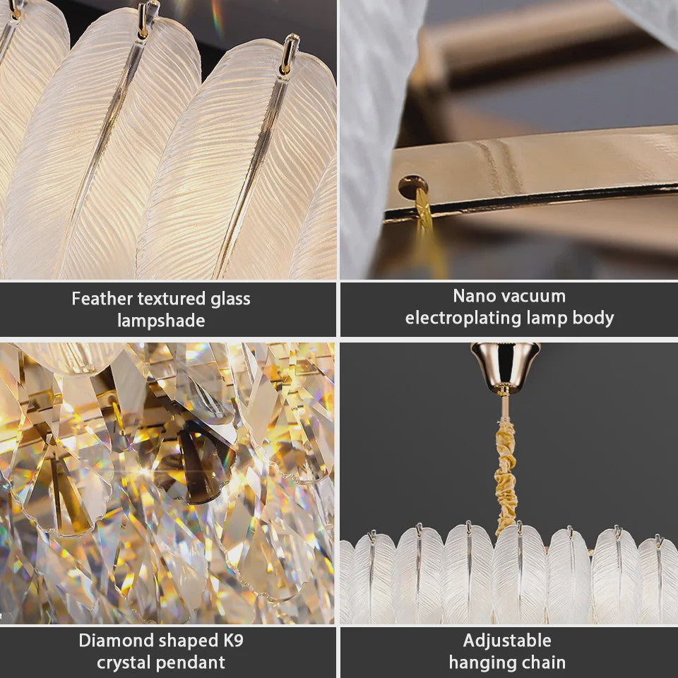 Luxe Pluimen & Kristal Plafondlamp - Sfeervolle Hanglamp voor Woonkamer & Slaapkamer
