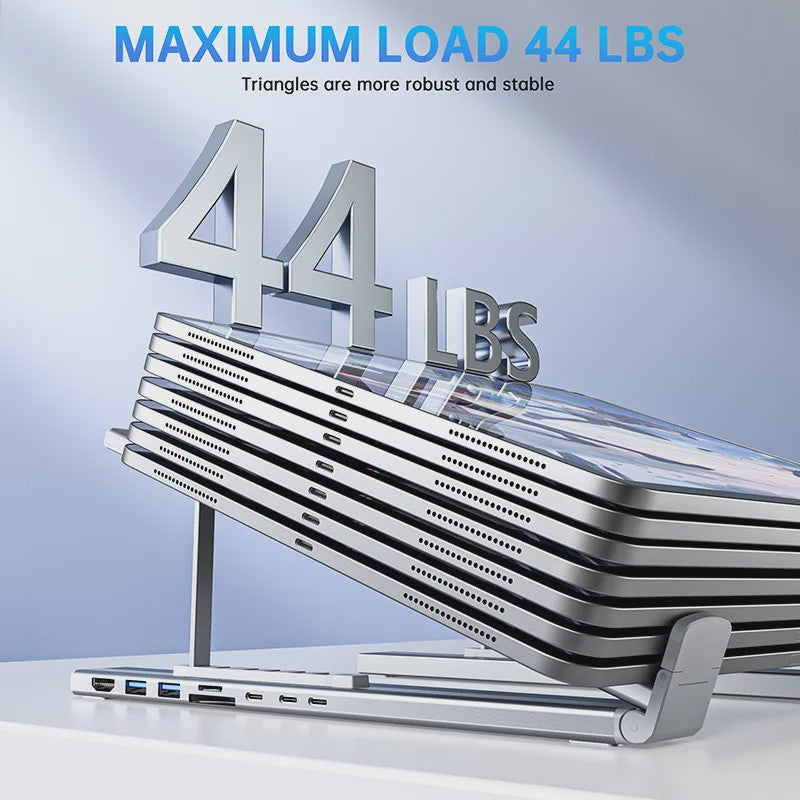 Verstelbare USB-C Laptop Stand met 7-in-1 Docking Station Hub