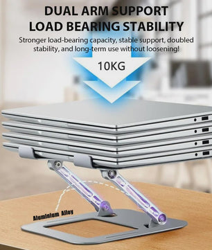 Verstelbare Laptopstandaard Carbon Staal - Tot 17 Inch - Opvouwbaar & Koelend