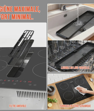 Karinear Inbouw Inductie Kookplaat met Afzuiging - 60cm, 6400W, 9 standen, Timer & Boost