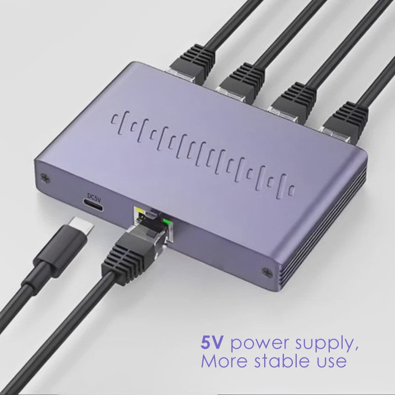 Gigabit 1x4 Ethernet Splitter 1000Mbps RJ45 LAN - Verdeel Internet naar 4 Apparaten