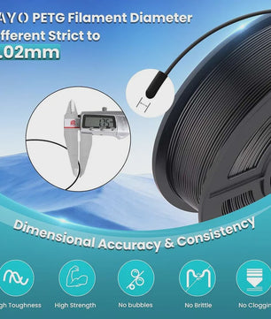 JAYO PETG 3D Printer Filament - 1.75mm Clear, 1.1kg, Hoge Taaiheid, Net Gewikkeld