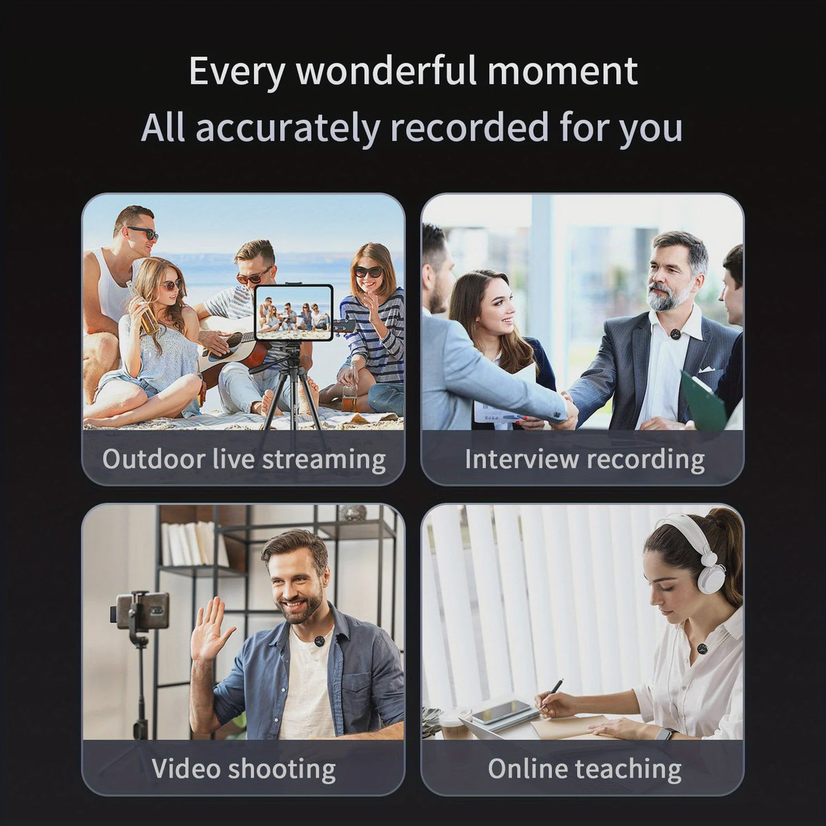 Draadloze Lavalier Microfoon met Noise Cancelling voor Telefoon, iPhone, Laptop - Ideaal voor Video-opnames en Vergaderingen