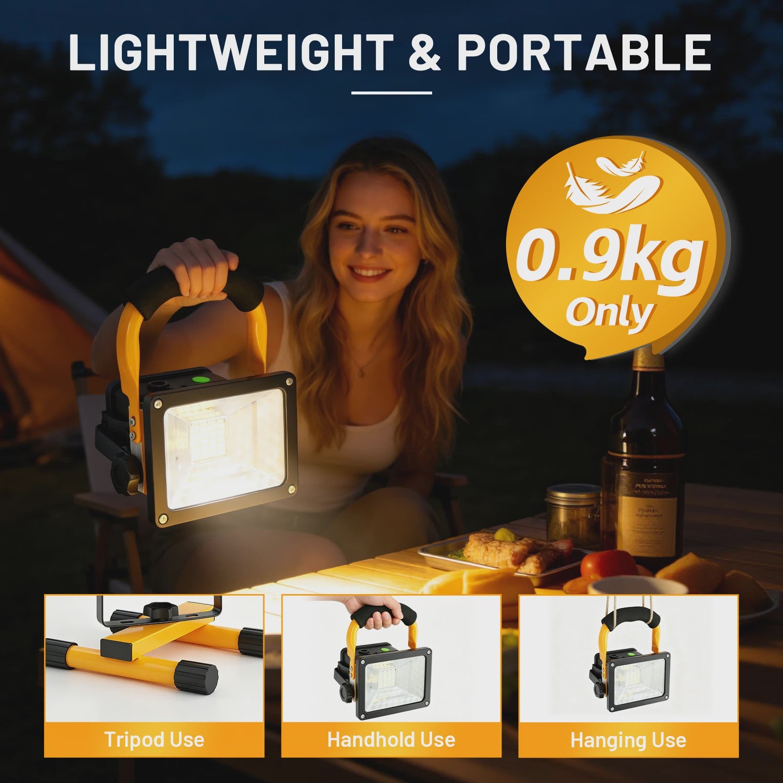 Oplaadbare LED Werkspot 30W - Waterdicht IP65, 3600mAh, Dimbare Modi & Rode/Blauwe Noodfunctie
