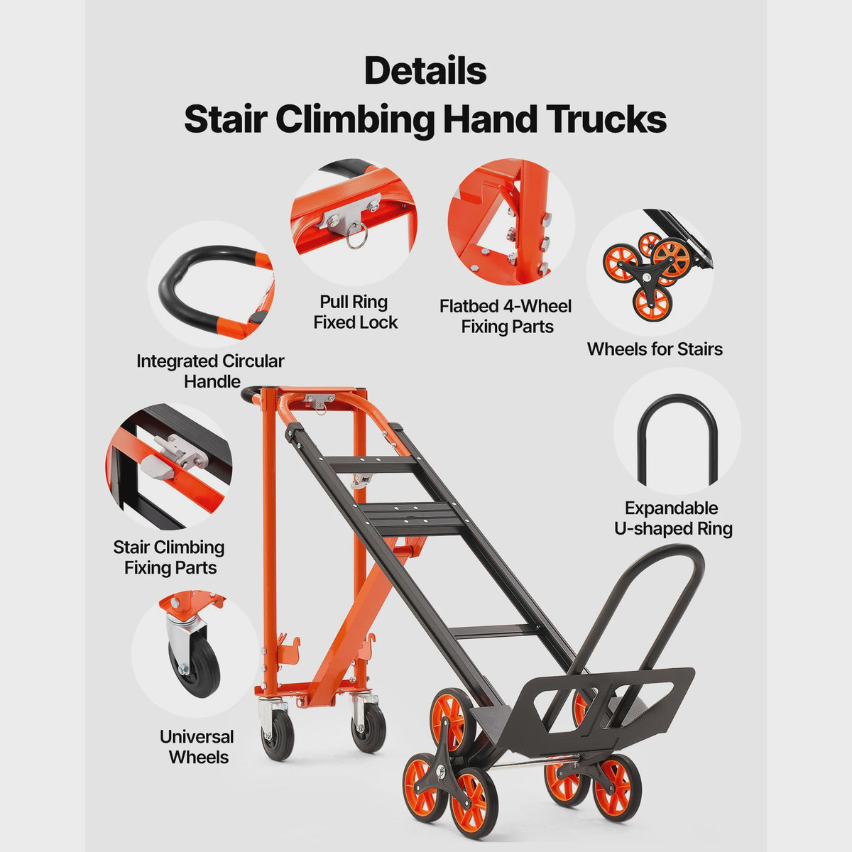 3-in-1 Industriële Omslagbare Traplift Kar - 350 kg Max. Draagvermogen - Opvouwbare Handkar Dolly
