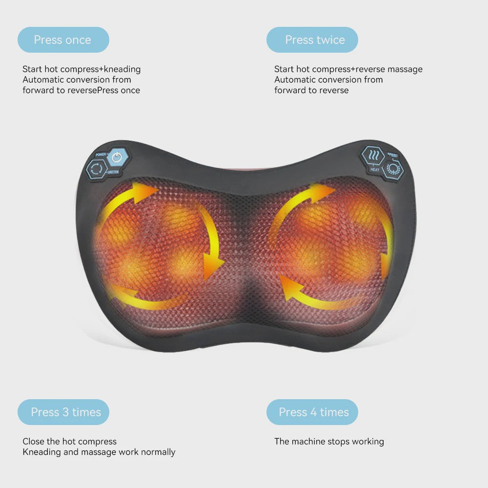 Elektrische Nekmassager Kussen met Warmte & Vibratie - Diepe Kneedmassage
