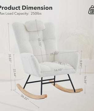 Comfortabele Teddy Wipstoel met Hoge Rug - Perfect voor Babykamer, Woonkamer of Leeshoek