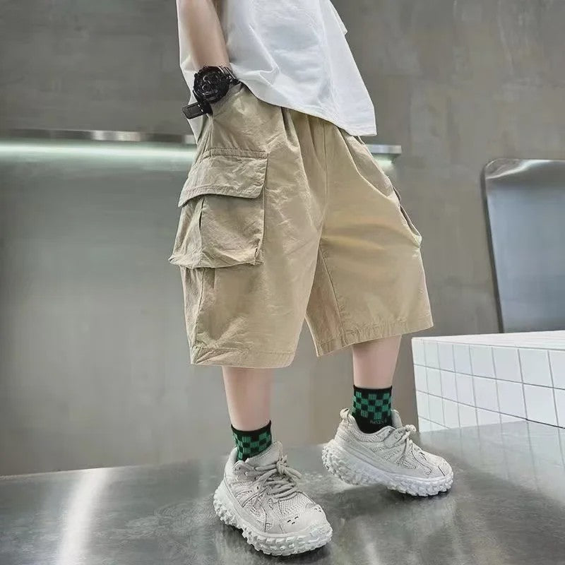 Zomerse Jongens Shorts met Grote Zakken - Katoen, Half Lang - Perfect voor Buiten & Sport (3-14 Jaar)