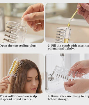Essentiële Olie Applicator Kam: Stimuleer Haargroei & Hoofdhuidmassage