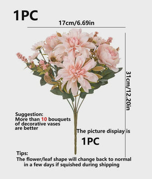 Kunstboeket Dahlia Rozen Madeliefjes - Zijde Bloemen voor Feestelijke Decoratie