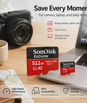 Snelle Micro SD Kaarten (128GB/256GB/512GB) voor Drone, Dash Cam & Tablet - Hoge Capaciteit