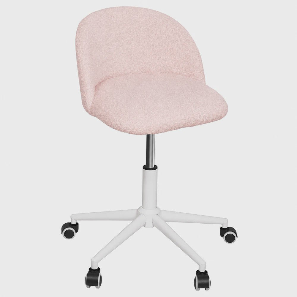 Stijlvolle Bureaustoel & Make-up Stoel met Schuimvulling en Verstelbare Hoogte - Roze, Wit of Grijs