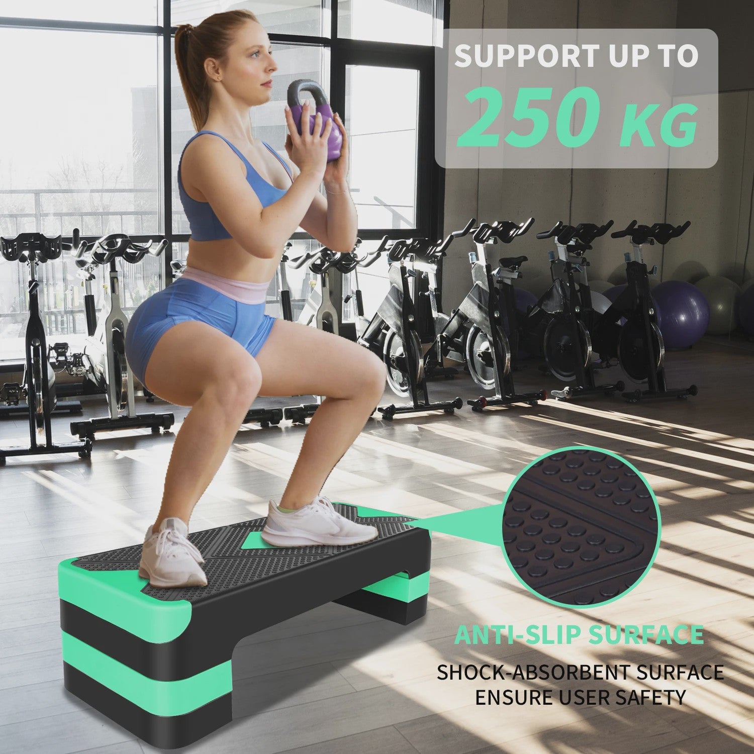 Aerobic Step Platform - Fitness Stepper voor Workout & Training - 68.5cm - 250kg Belastbaar