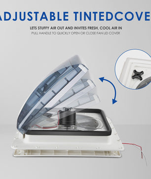 40x40cm Dakventilator met 3 snelheden voor Caravan en Camper (12V) - Handmatige bediening