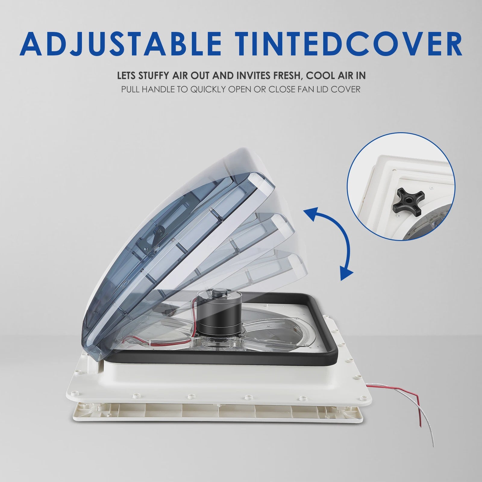 40x40cm Dakventilator met 3 snelheden voor Caravan en Camper (12V) - Handmatige bediening