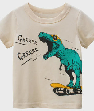 Zomer T-shirts Jongens 2-8 Jaar - Katoen, Korte Mouw met Leuke Prints
