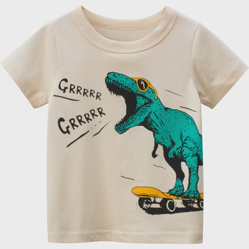 Zomer T-shirts Jongens 2-8 Jaar - Katoen, Korte Mouw met Leuke Prints