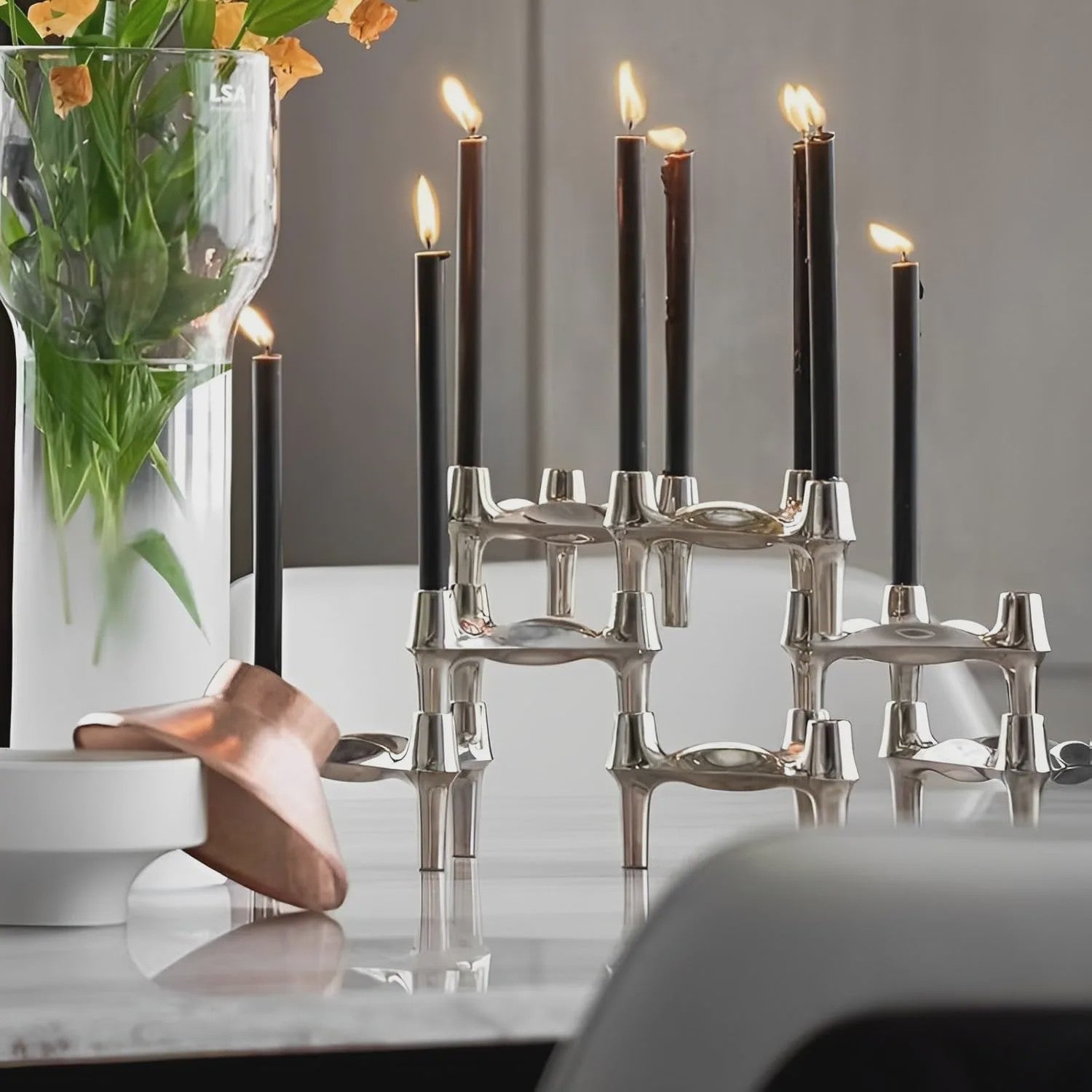 Modulaire Metalen Kandelaar - Geometric & Verstelbaar voor Tafel & Bruiloft