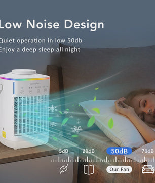 Draagbare Mini Air Cooler met Verneveling en LED Nachtlampje