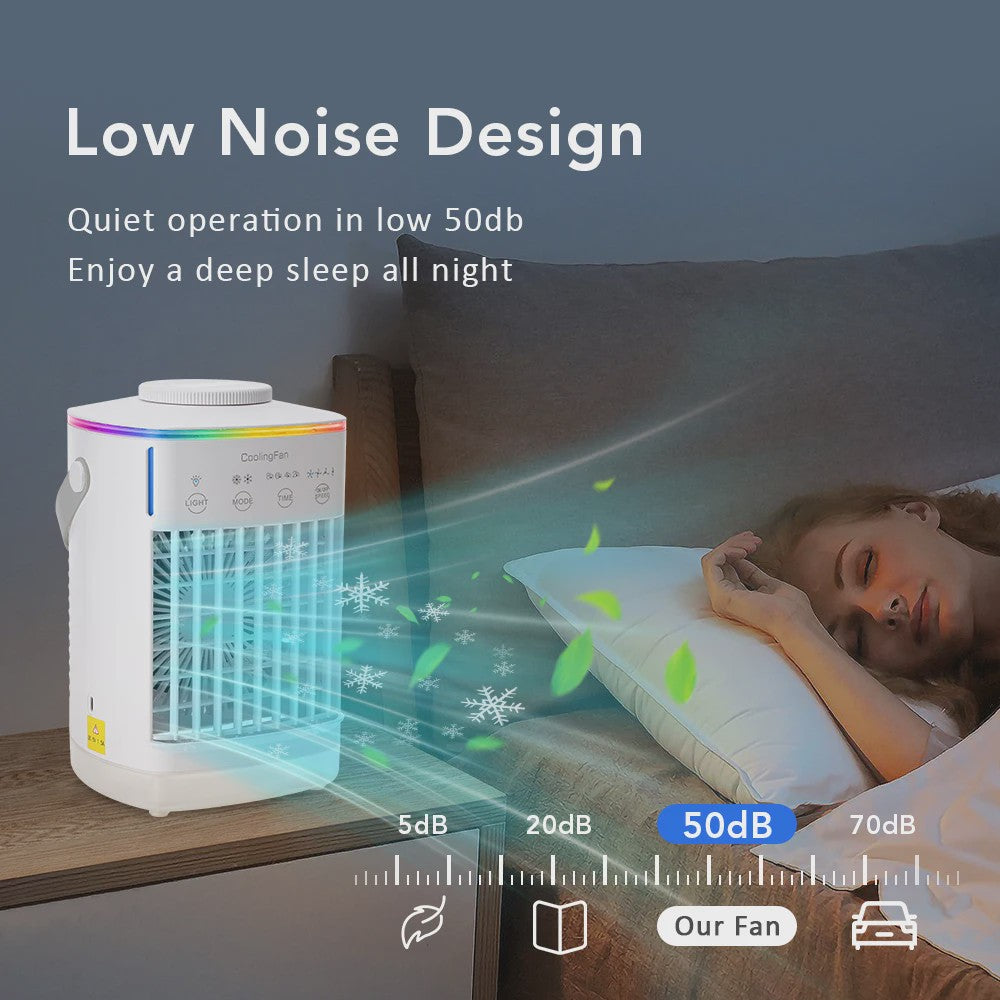 Draagbare Mini Air Cooler met Verneveling en LED Nachtlampje