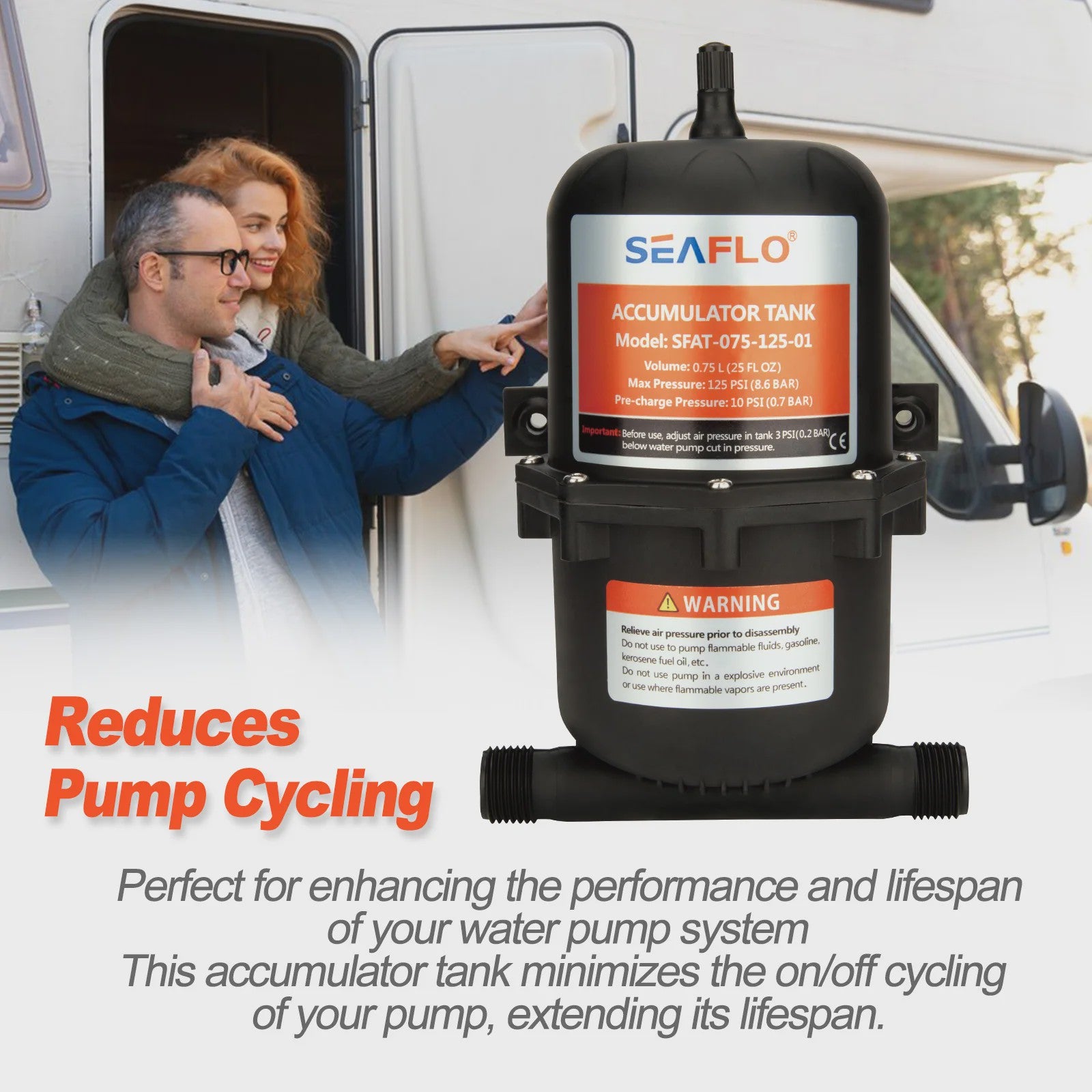 Draagbare Water Accumulator Tank 0.75L - 125 PSI voor Boot, RV en Jacht
