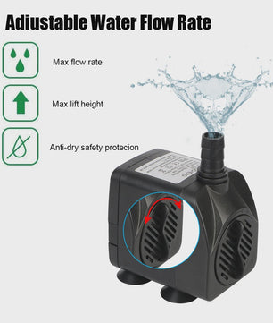 Waterdichte Dompelpomp Fontein met 12 LED Verlichting voor Aquarium, Vijver & Vogelbad - Stil & Krachtig